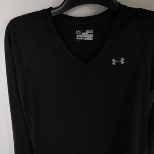 Under Armour Black V-Neck Performance Top with Silver Logo